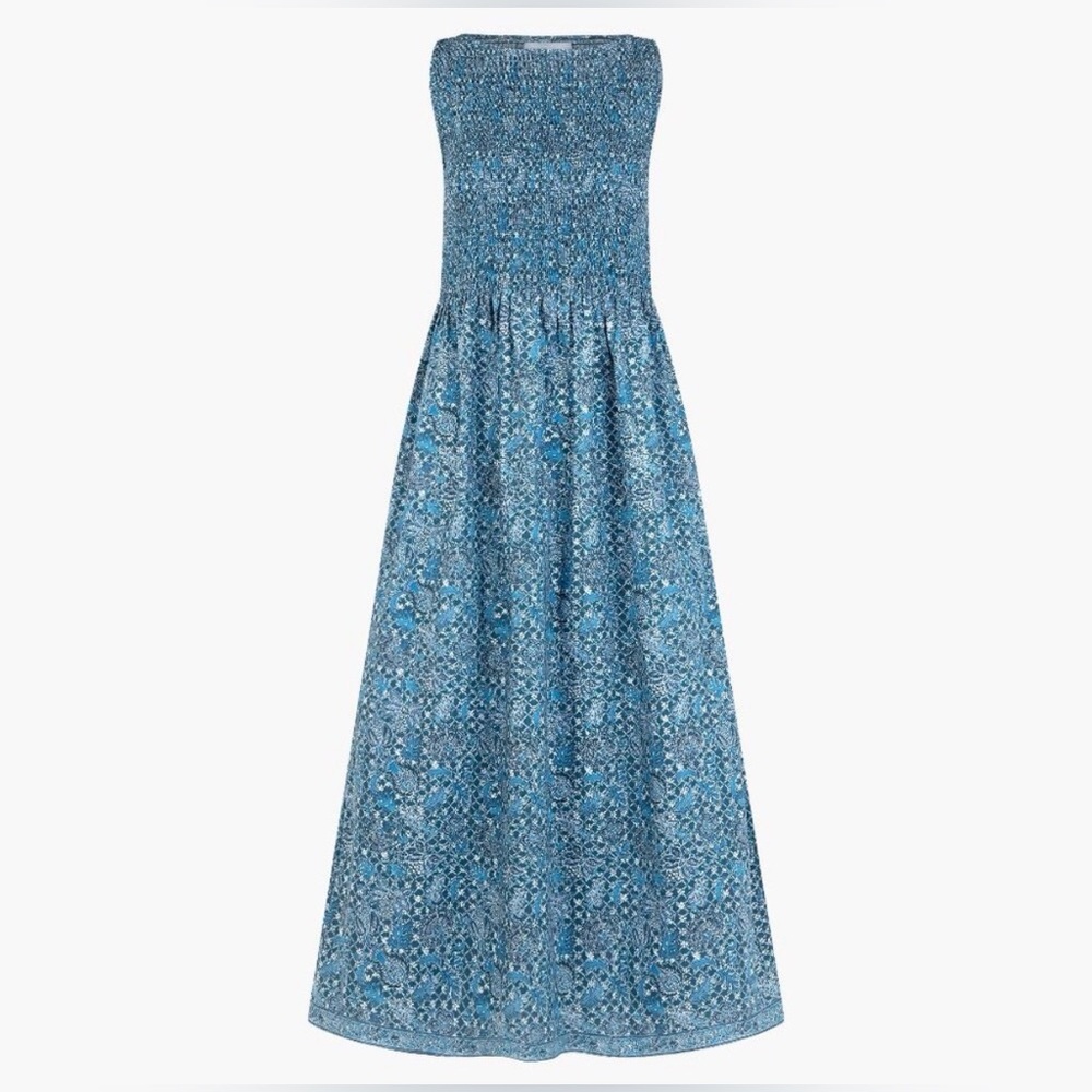 NWT Hill House Home The Cosima Nap Dress - Navy Calico Trellis Size XS - Picture 2 of 5